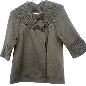 Apostrophe chinky knit cardigan size S hunter green bell sleeves retro inspire